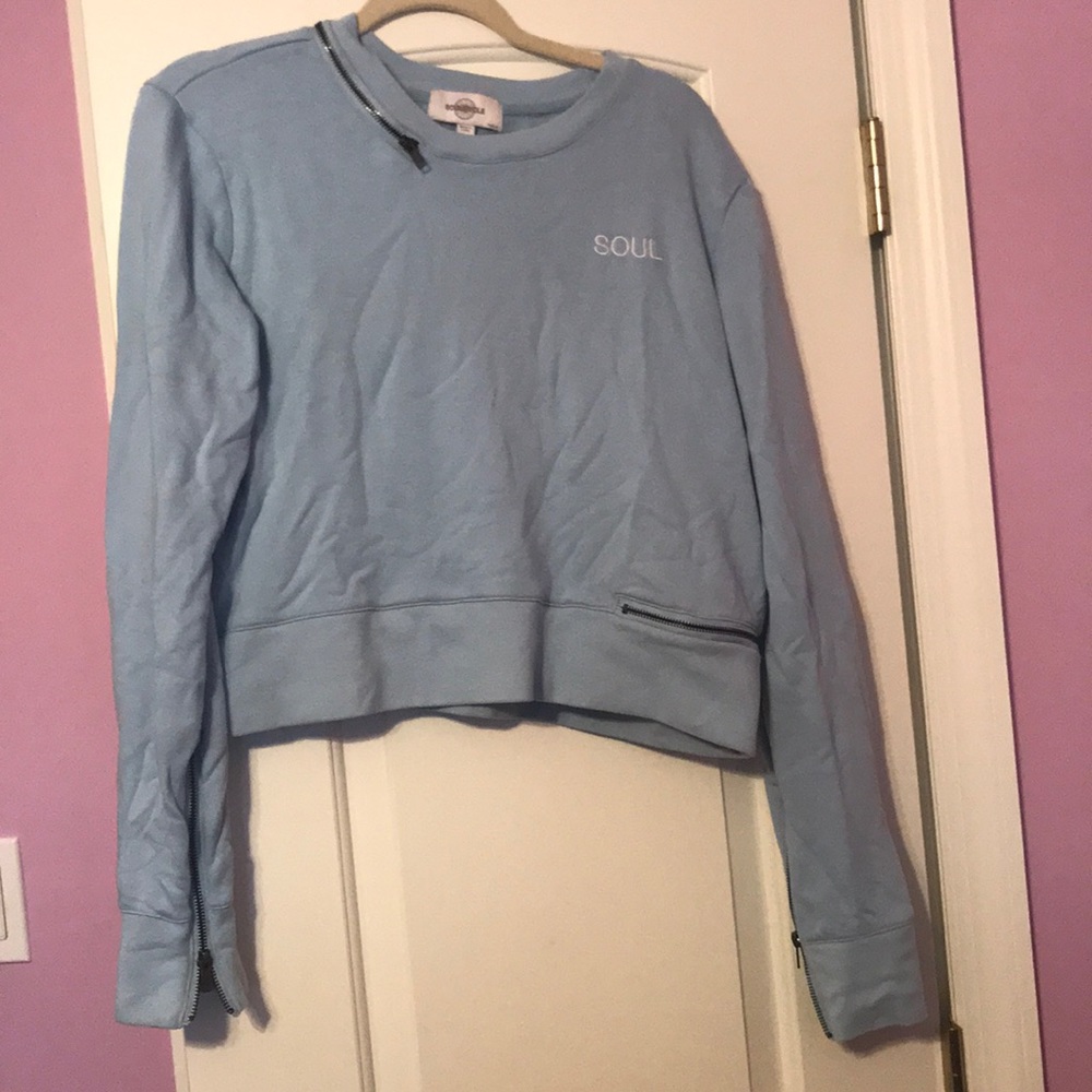 Soul cycle blue crop sweatshirt